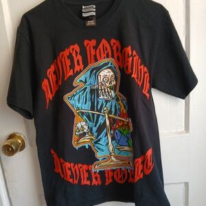 Black Graphic T-Shirt with Grim Reaper Design